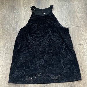 Loft high neck velvet top